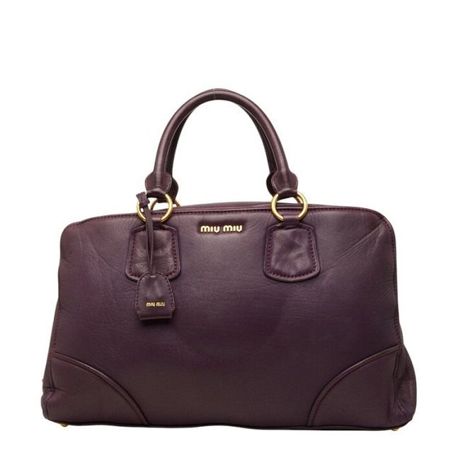 ミュウミュウ ボストンバッグ ハンドバッグ パープル ゴールド レザー レディース MIUMIU 【中古】