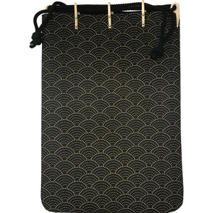 印伝巾着袋 印傳屋上原勇七 INDEN-YA No.3004合切袋 004青海波 黒地白漆