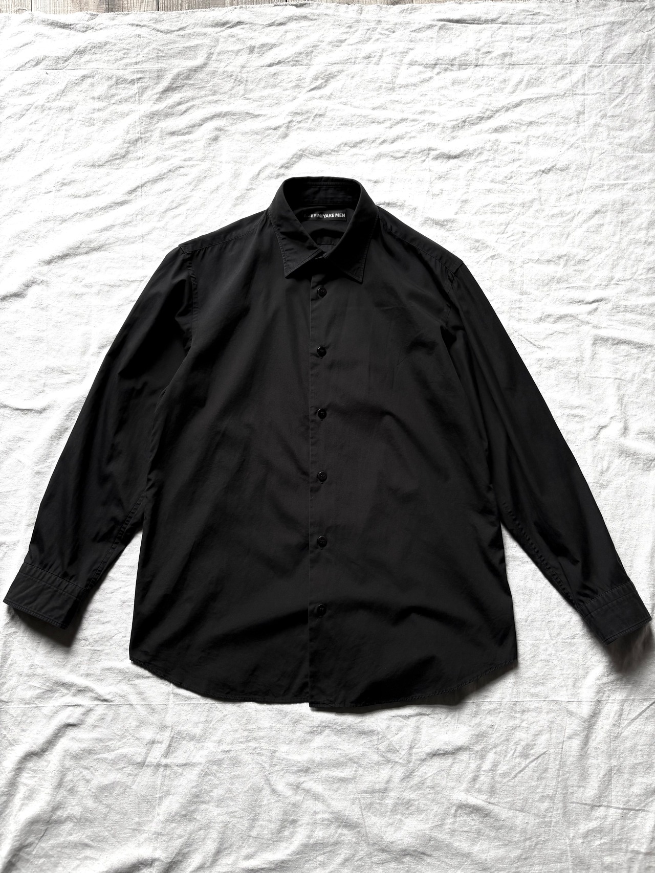 "ISSEY MIYAKE MEN" Black Cotton Shirt