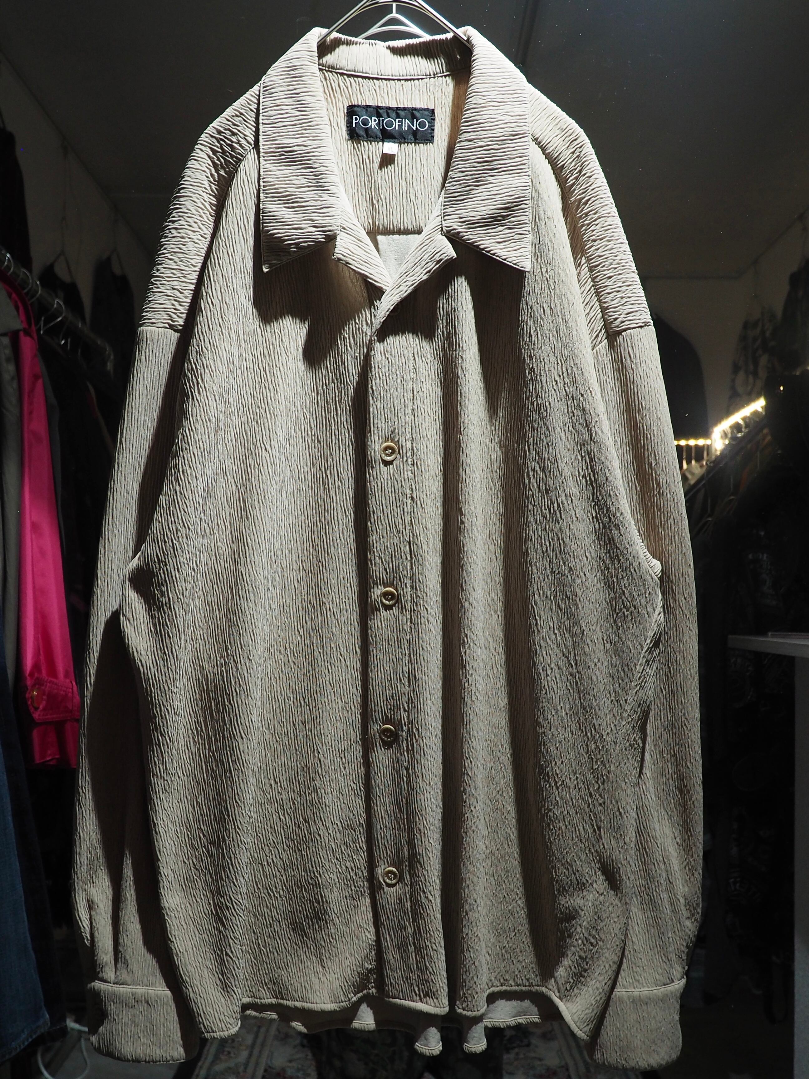 Beautiful Ecru white pleats Design vintage loose open collar shirt