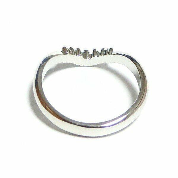 Vライン 重ね付けに重宝 スワロフスキークリスタル シルバー リング