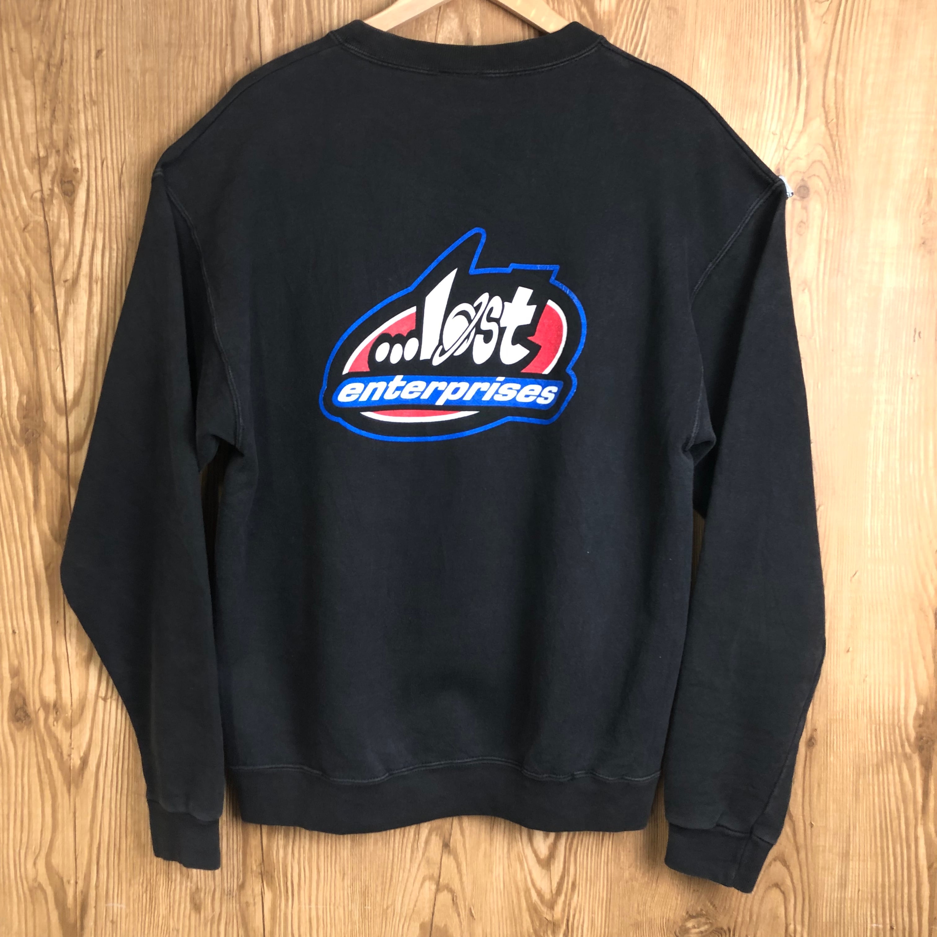 vintage 80's us製 スーパーマン ロゴスウェット L 青 USA製 90s Lost Enterprises 両面 プリント スウェット