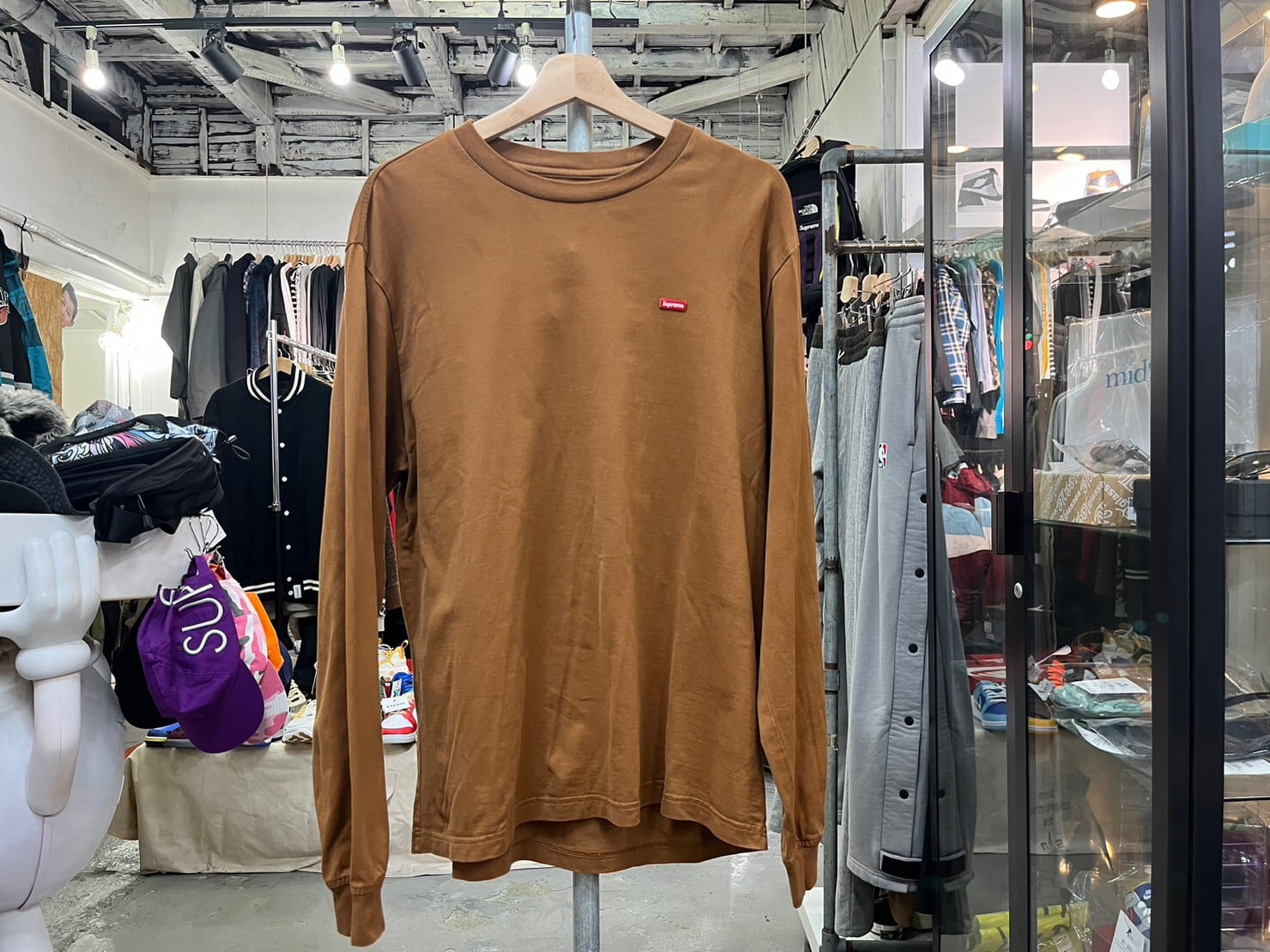 supreme small box L/S Tee DarkBrown Mサイズトップス