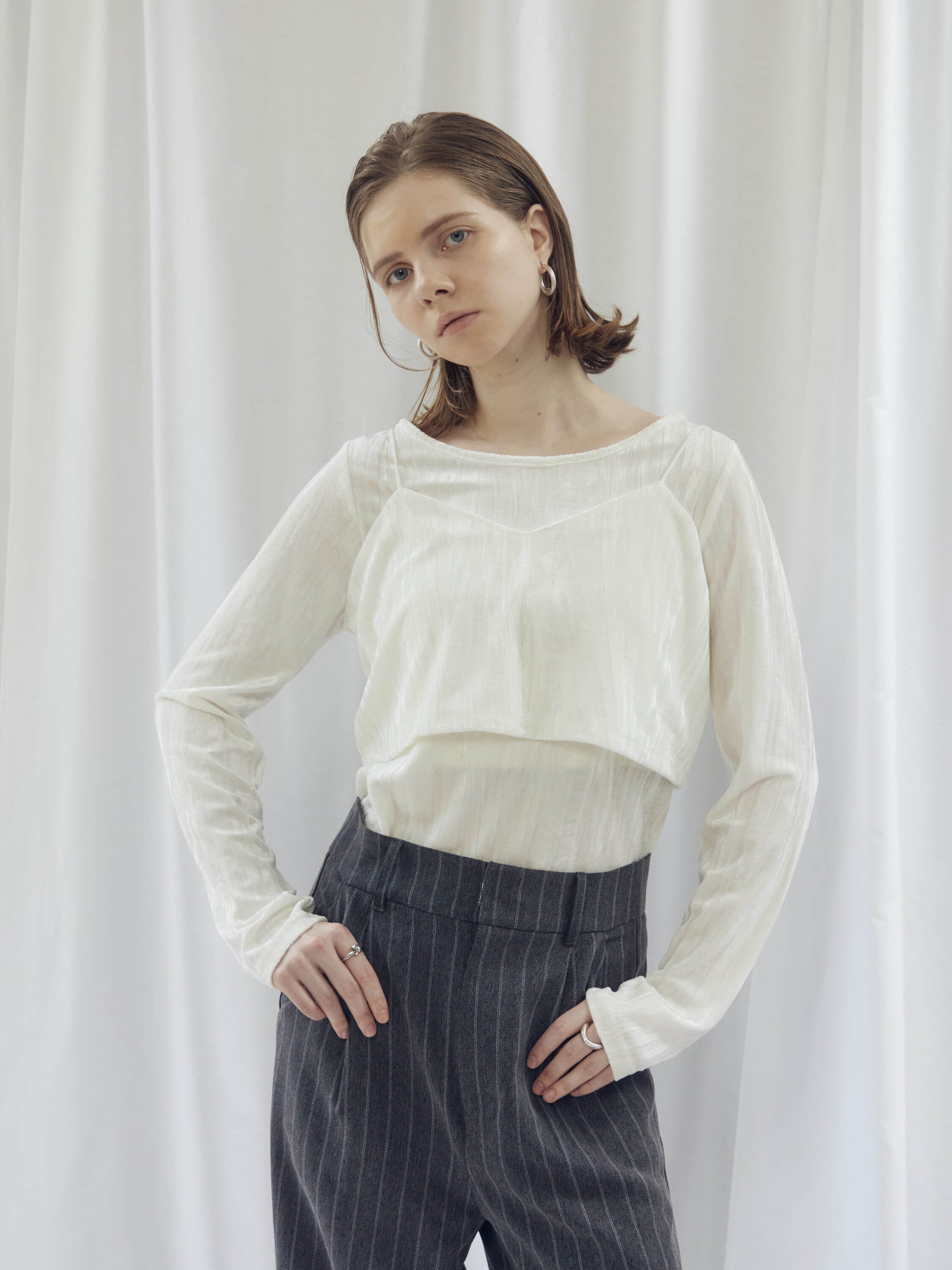 DIESEL とうあ着用！シースルー トップス DIESELリブ編みベージュ