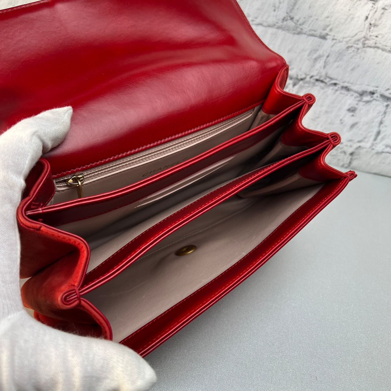 CHANEL シャネル ココマーク  レザー ショルダーバッグ レッド A-10534