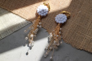 gold beads tassel earring