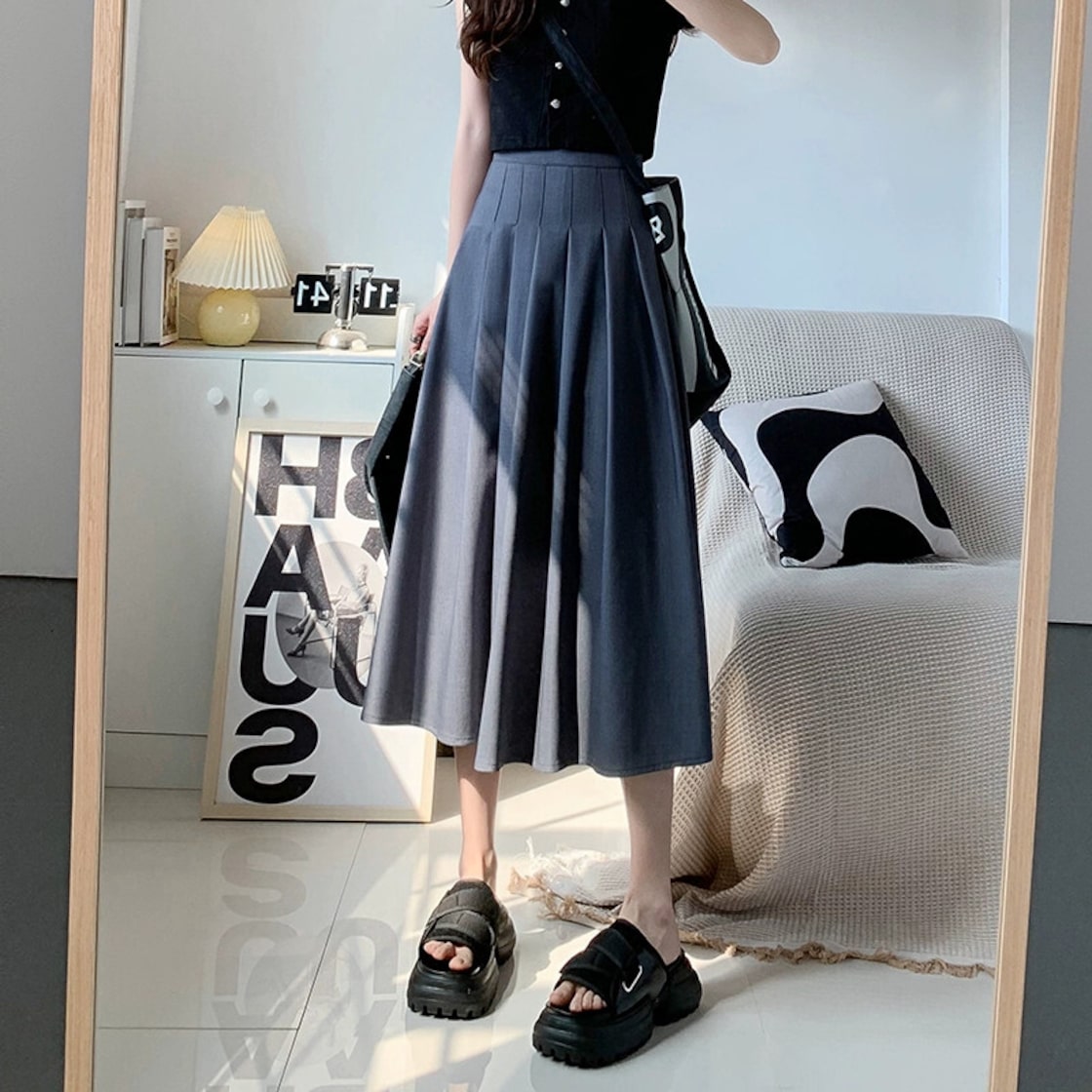 HYKE / ハイク | サイドジップ プリーツ スカート / 裏地付き | XS  