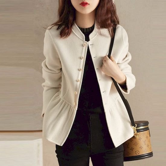 オフホワイト ウールジャケット ウールショートコート アナイ ANAYI