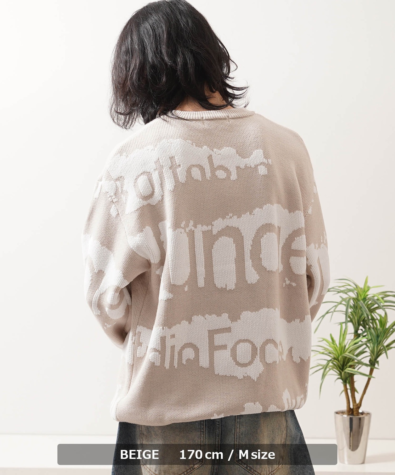 ◆ロゴ ジャガード クルーニット◆rs-100523