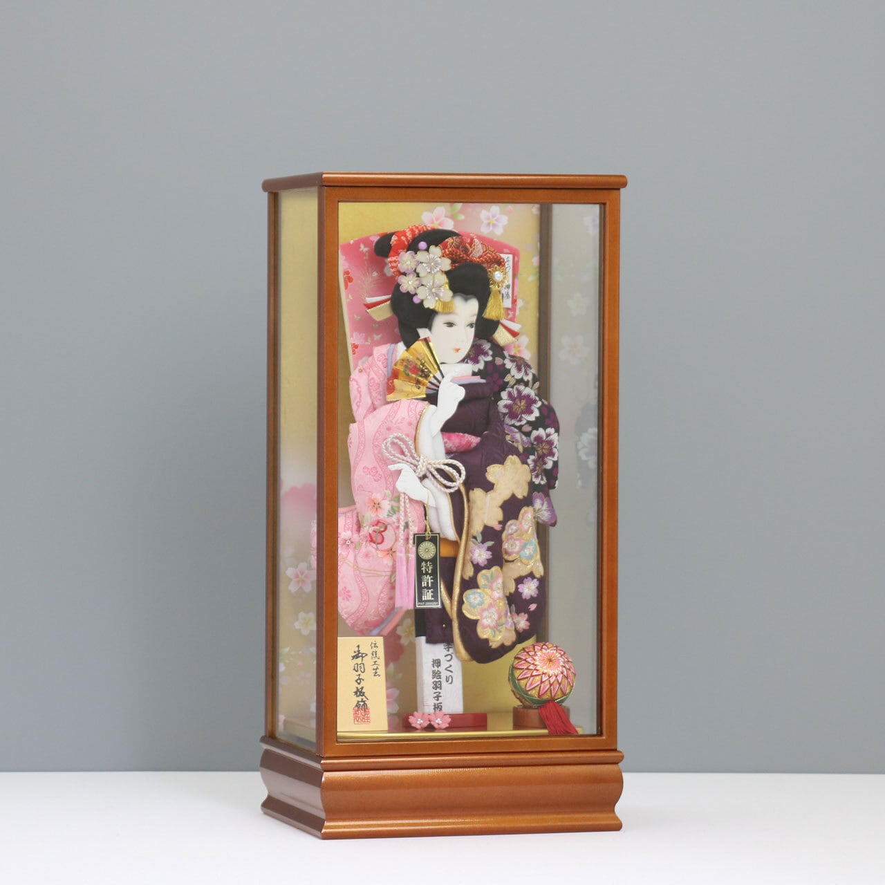 羽子板　振袖　ガラスケース１３号・サイズ間口約２９×奥行約２３×高さ約５５㎝ 羽子板立体振袖ガラスケース13号・サイズ間口約29×奥行約23×高さ