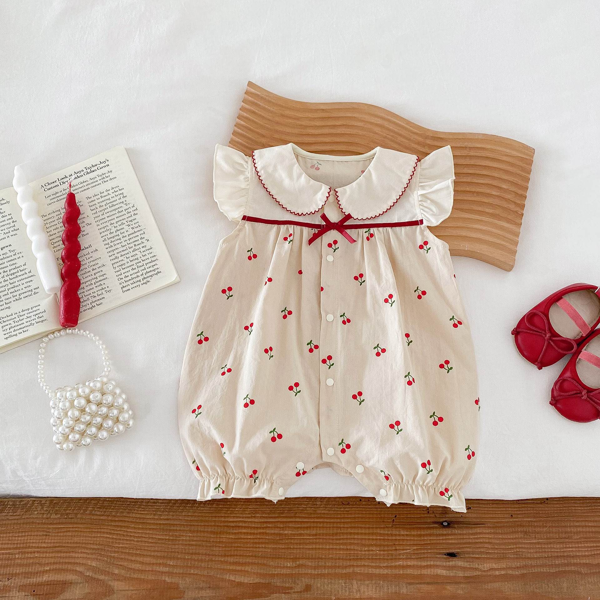 丸襟チェリーロンパース