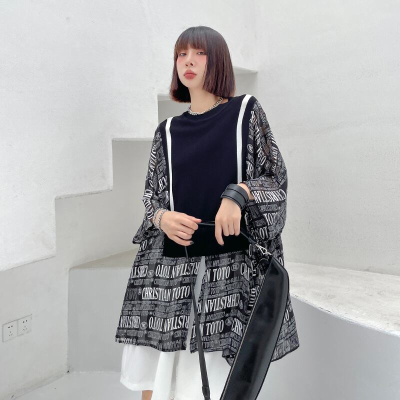 ルーズTシャツ レディースサマーブラックスタイル薄手トップス かわいい 夏物 ステッチ ラブタオタオダレンハウス95277614196