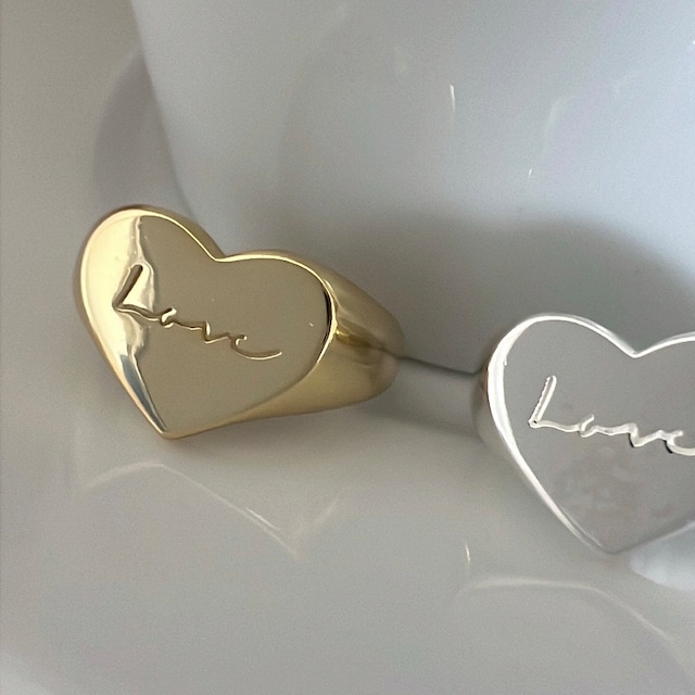 S925 silver/gold love me ring (R40-2)
