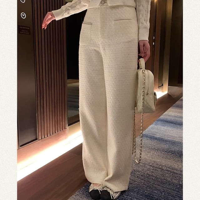 エレガントツイードワイドパンツ W00547