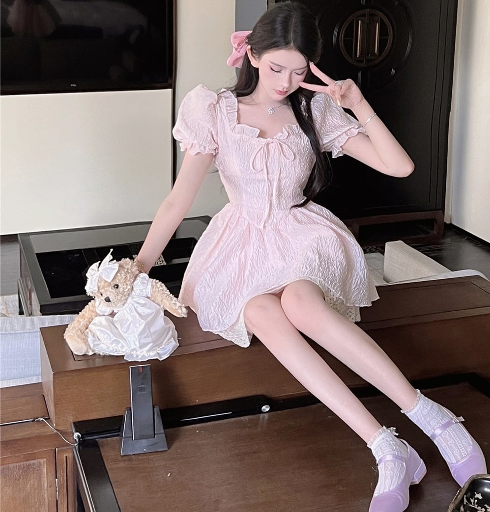 プリンセス フレア ミニ ドレス ワンピース 衣装 ワンピドレス ミニ丈