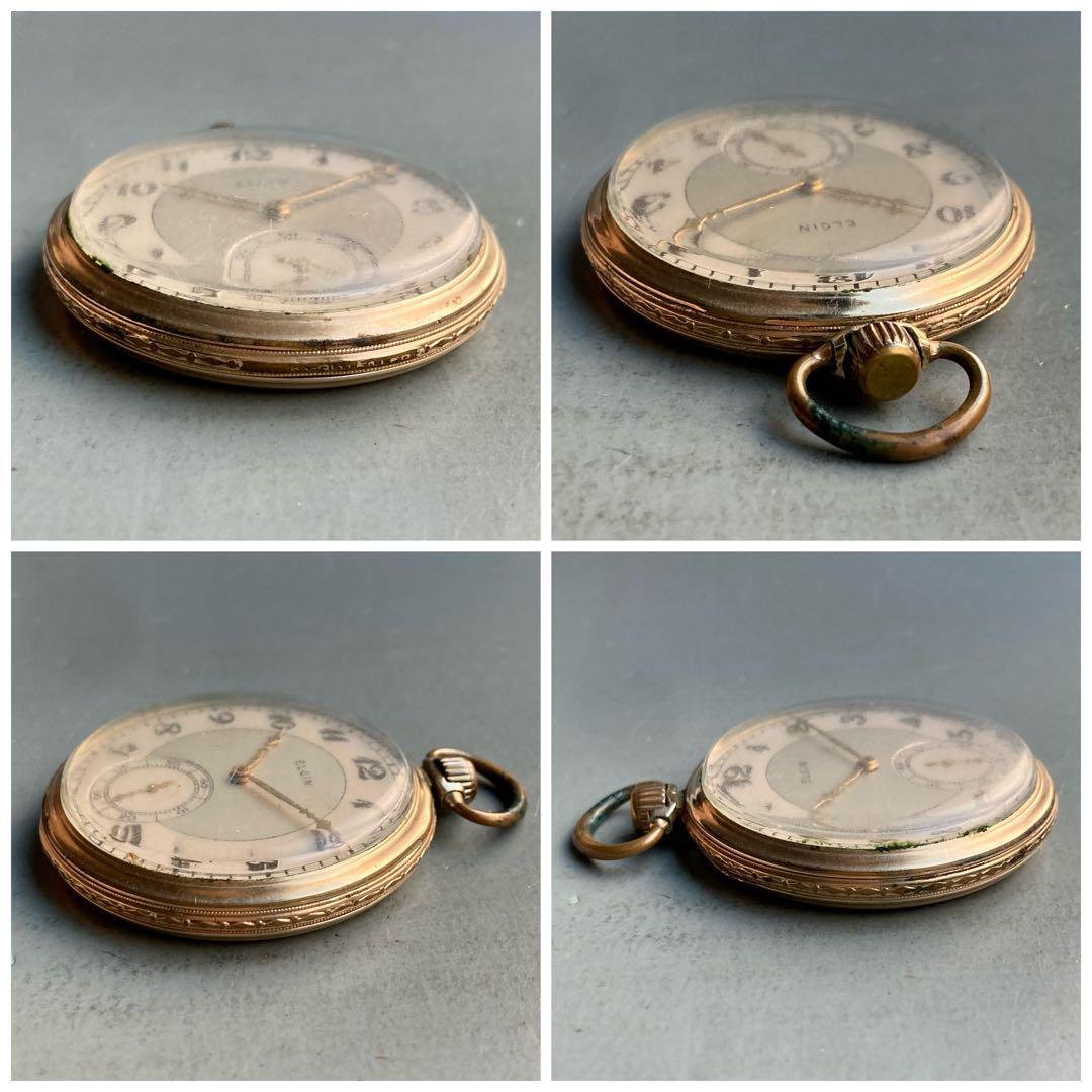動作品】エルジン ELGIN アンティーク 懐中時計 手巻き オープン