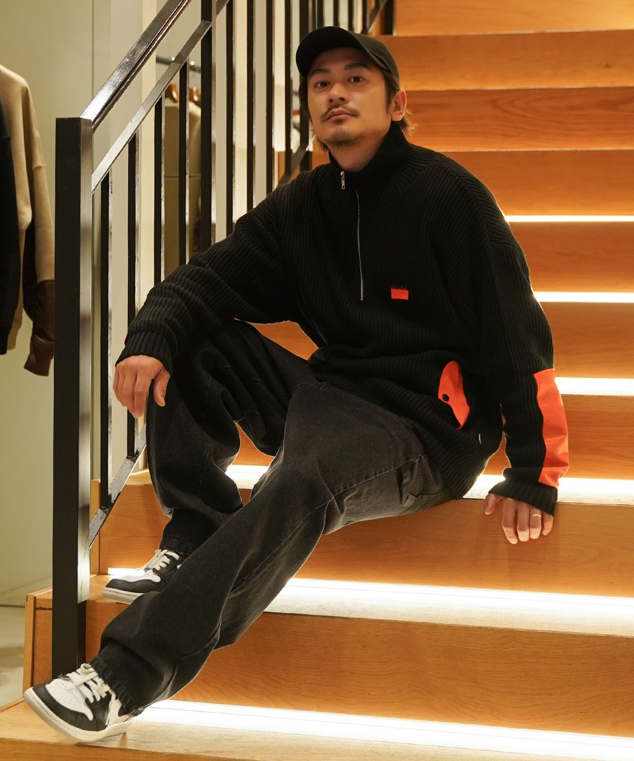 【#Re:room】NYRON PATCH HALF ZIP BIG KNIT［REK128］