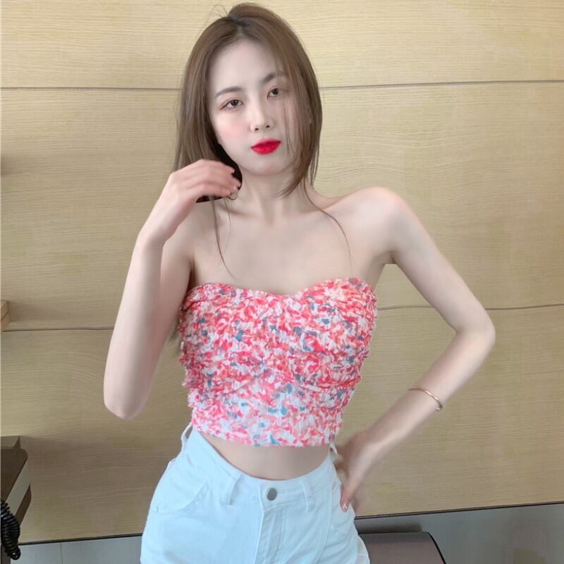 スタンダードフローラルトップス サマーショート レトロ 夏物 花柄 ハンチェンe57910541971