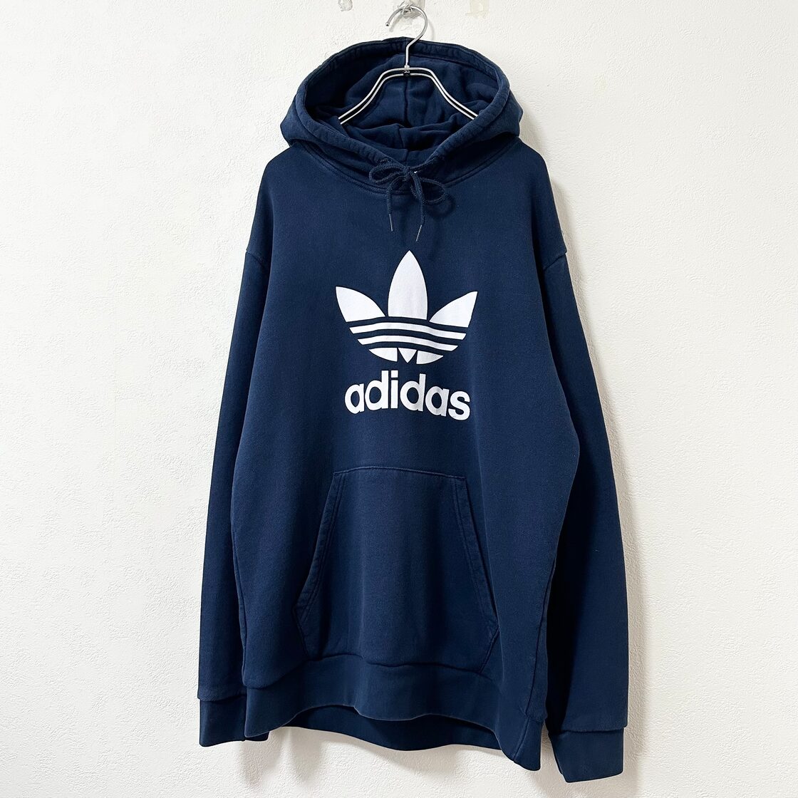adidas/アディダス☆スウェットパーカー☆トレフォイル☆ネイビー/紺白 