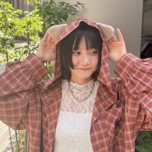 【会話のきっかけ服。】「そのフード可愛いですね」で繋がるねこ耳フード付きチェックシャツ【無言の自己紹介】