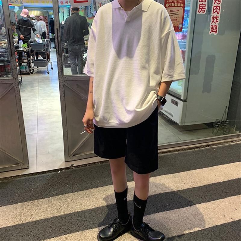 韓国メンズファッション Bw1 メンズ ビッグシルエット 半袖 ポロシャツ シンプル カジュアル 韓国メンズ服 流行プチプラ 韓国メンズファッション新作通販 Buy The World
