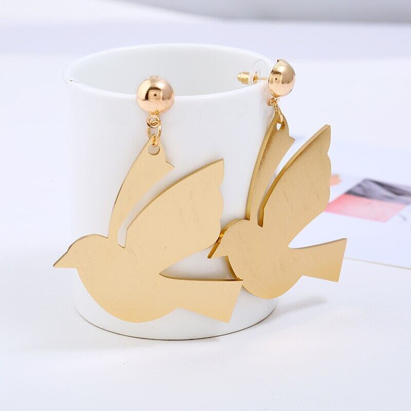 鳩 ゴールドドロップピアス イヤリング 鳥 ピアス アクセサリー 鳩