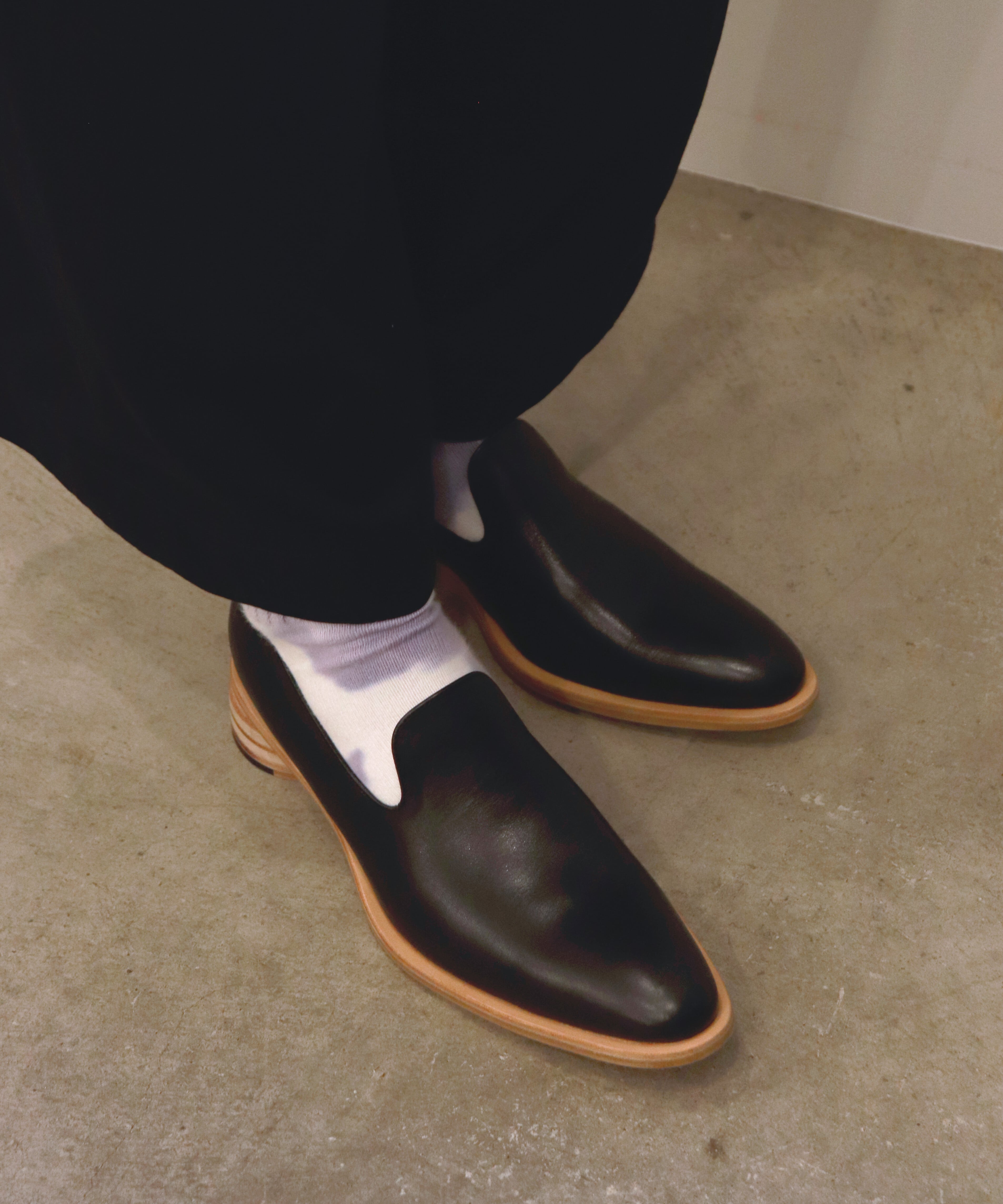 MARIEOHIRA / SHO-001 Paulownia Slipon / Black / Sole Natural