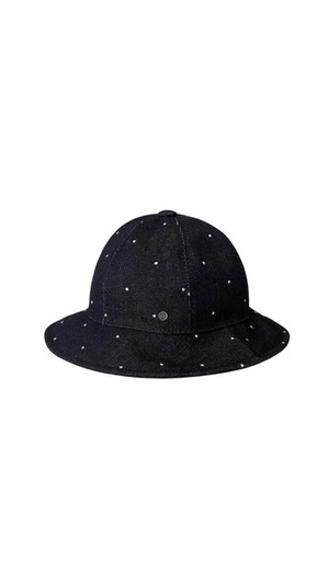 MAISON MICHEL -Mara-  Bucket hat in raw denim.: PULUMETIS  EMBROIDERY ON DENIM DENIM,