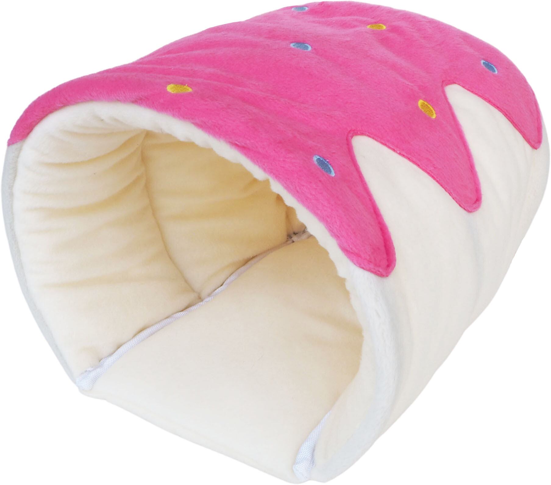 【小動物用品】ロールケーキのおうち 　ピンク/ブラウン