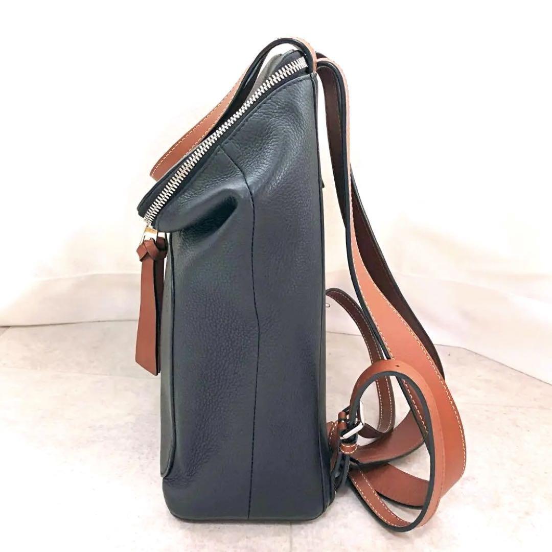 LOEWE レザーバックパック 黒/茶色 超美品】LOEWE レザー バックパック ロエベ リュック ブラック