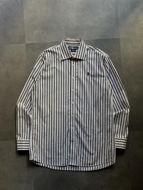 Ralph Lauren BLACK ラルフローレン ストライプシャツ コットン 白 黒