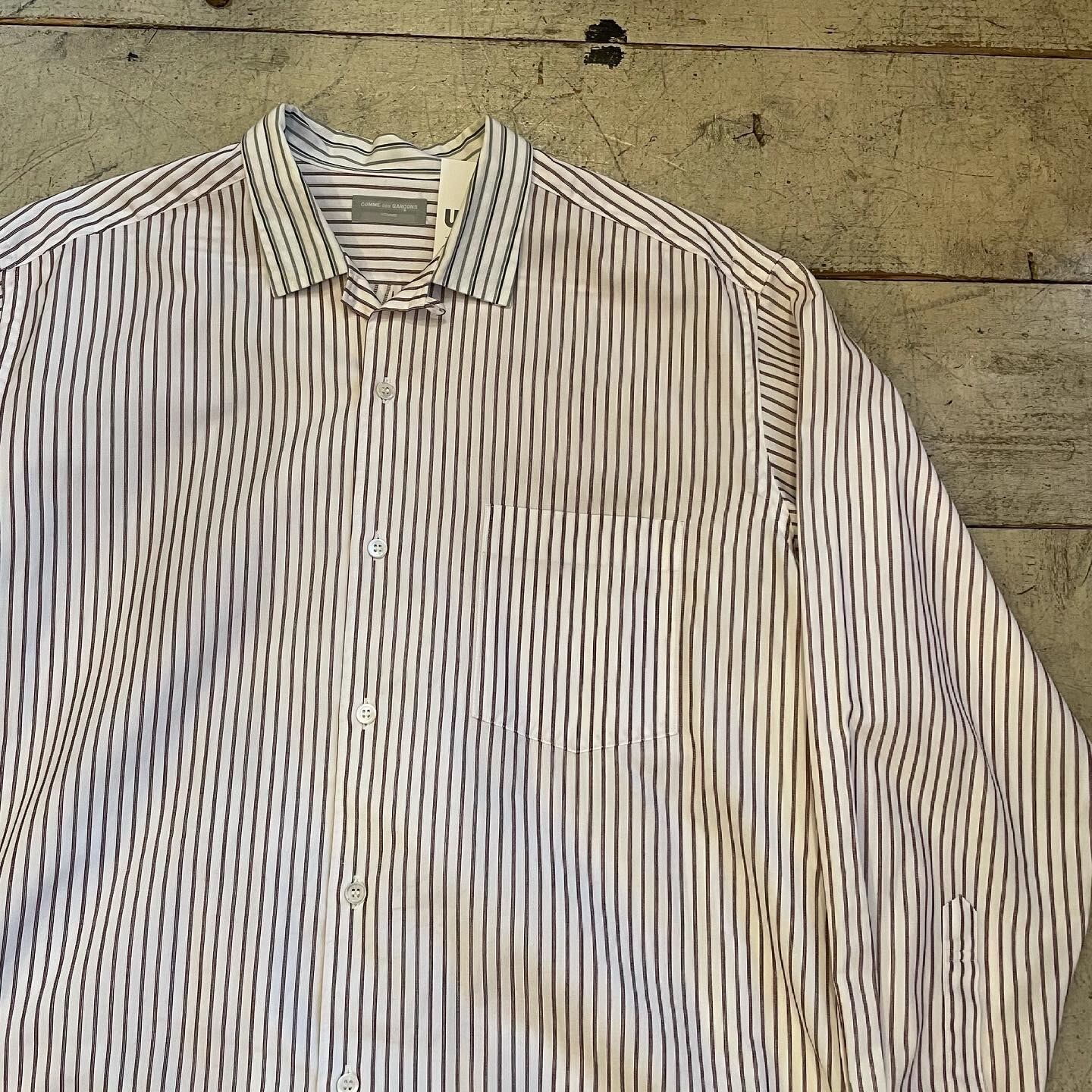 80s〜90s COMME des GARCONS HOMME open collar stripe shirt | What'z up