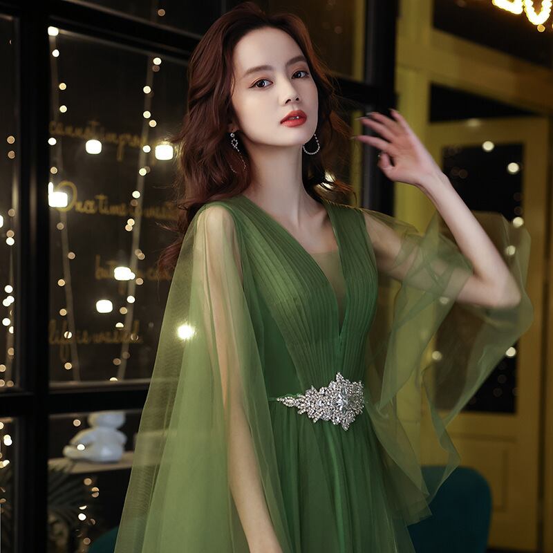 8049イブニングドレス 緑 カラードレス ロングドレス ウェディング