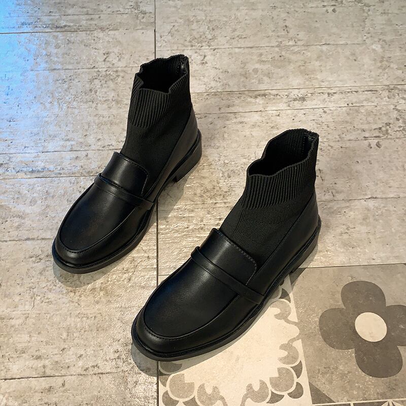 ショートブーツオータムニットスリーブレッド薄手 靴 シューズ 秋物 部族の婦人靴75012110068