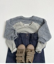 〖取寄〗韓国子供服 / 26winter / minirobe / ヨーヨーボーダーTシャツ / キッズ *S~XL*