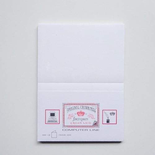 カード紙 二つ折りタイプ コンピューターライン [ORIGINAL CROWN MILL] 20枚入り 210g/㎡ ホワイト