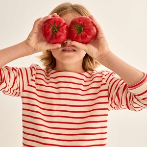 ＜COZMO＞T-Shirt Blaze ダブルフェイス ボーダー ロングスリーブ T (tomato red)