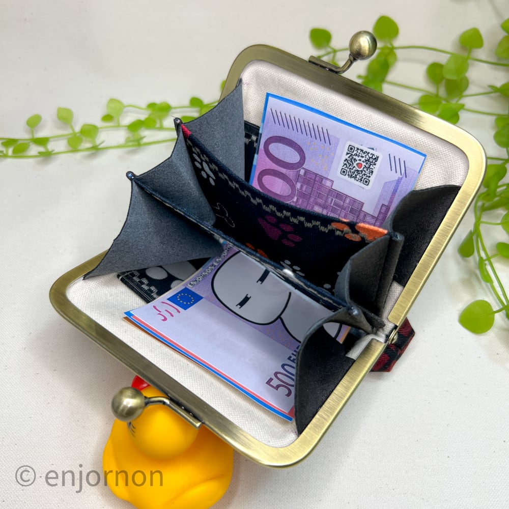 ほどよいお財布 柴犬のわんだふぉー♡チェックレッド2 | がま口【 のん