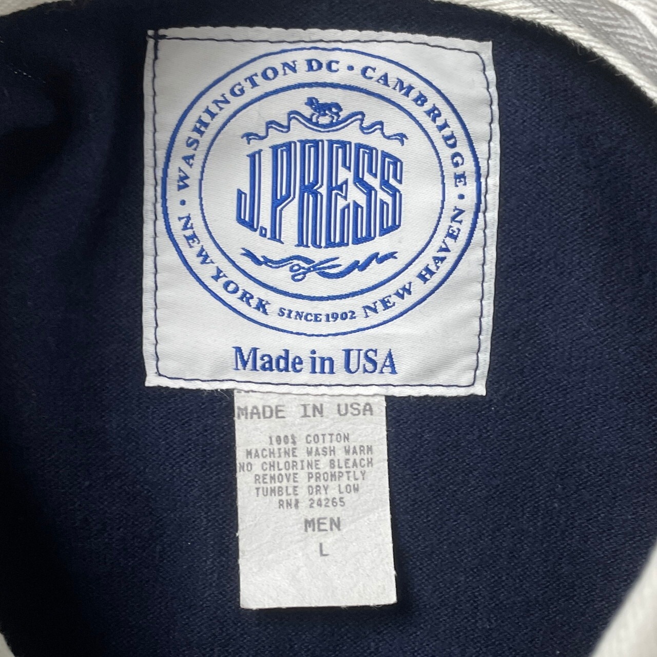 90年代 USA製 J.PRESS 長袖 ラガーシャツ メンズL 古着 長袖 