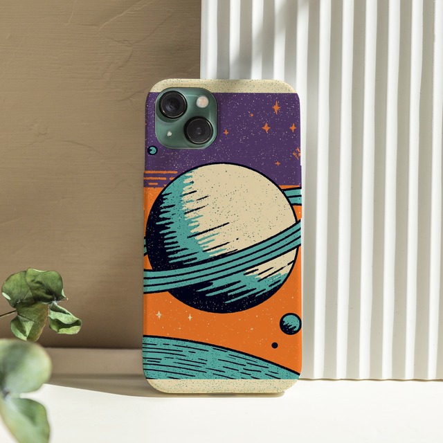受注生産 iPhoneケース 大きな惑星のレトロ宇宙ポスター｜スペースエイジ RFSP037A