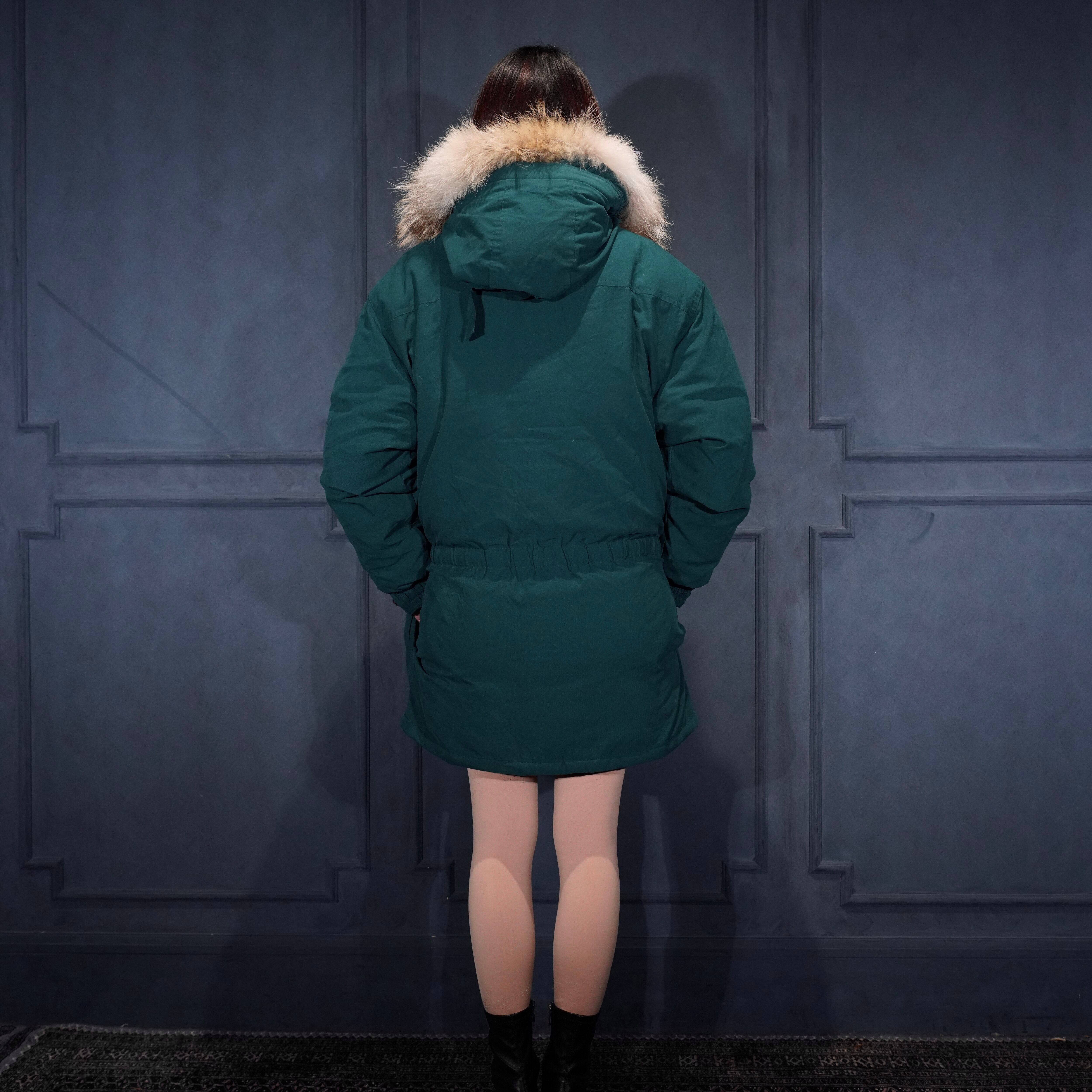 90s Eddie Bauer アメリカ製 ウールコート　レザー襟　ヘリンボーン 90's USA VINTAGE Eddie Bauer POLAR PARKA GOOSE DOWN COAT/90年代