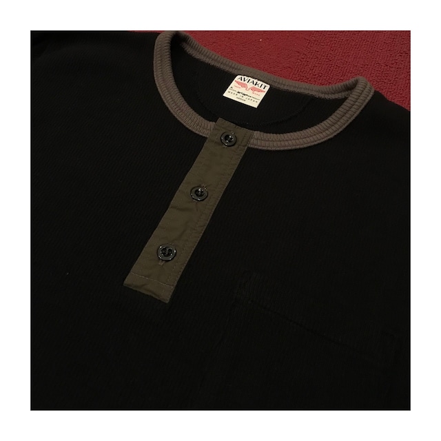 Lewis Leathers / Thermal Henley Neck Black