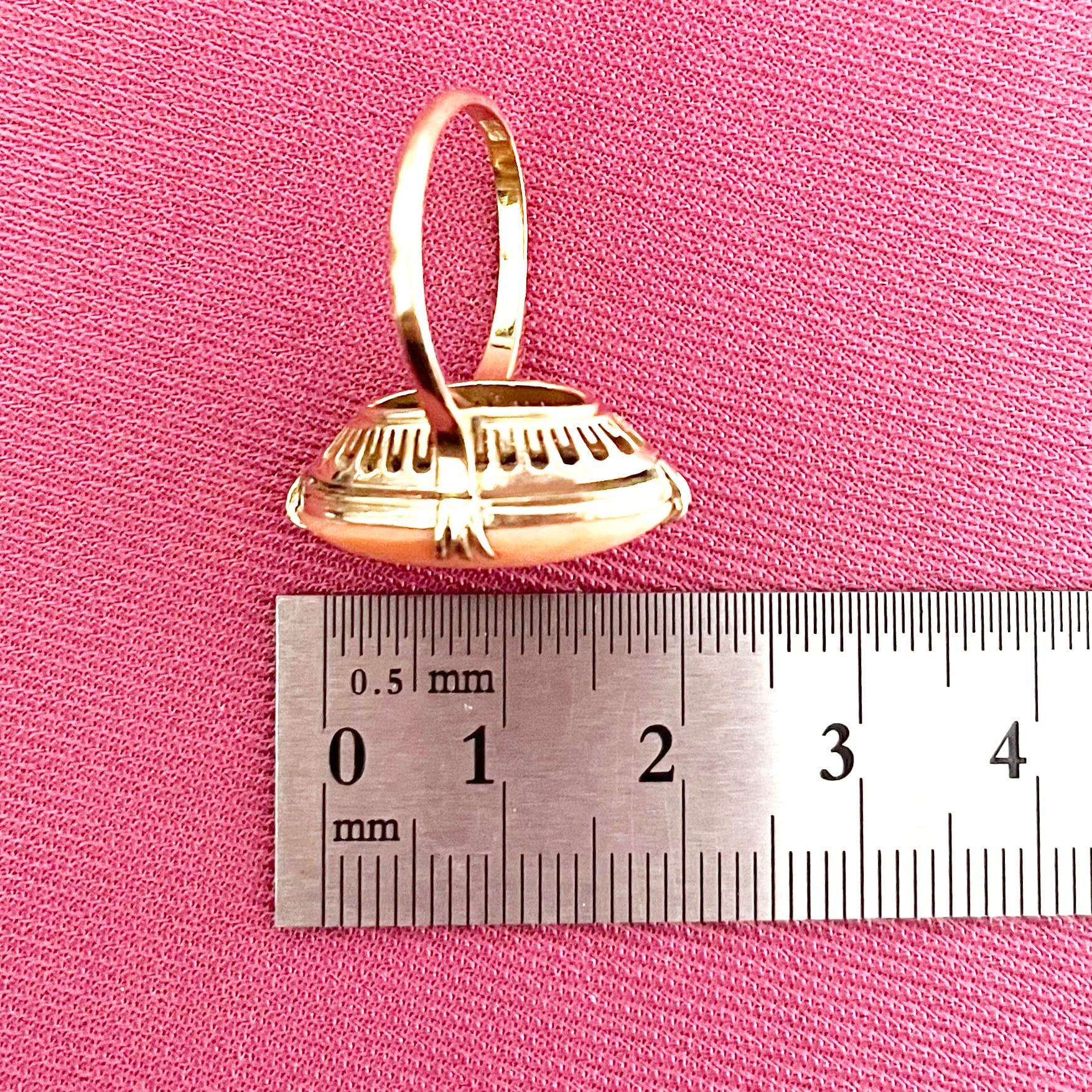 昭和ジュエリー 桃色珊瑚 サンゴ リング K18 ヴィンテージ 昭和レトロ