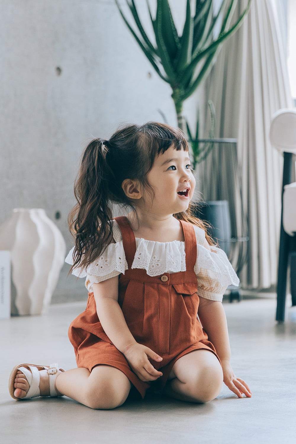 Aラインタックショートサロペット〈Brown〉
