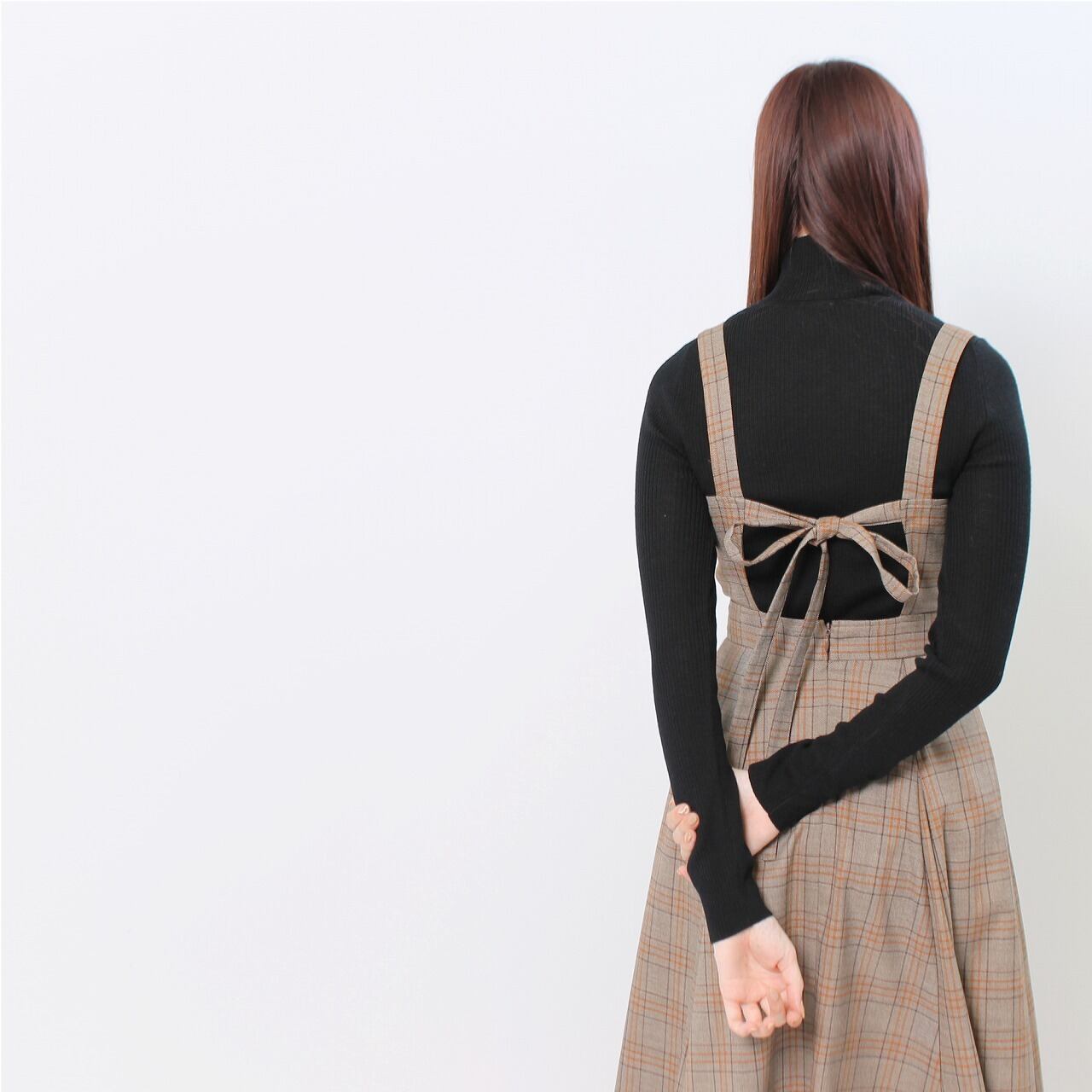 Check Back-Ribbon Dress【0550104】