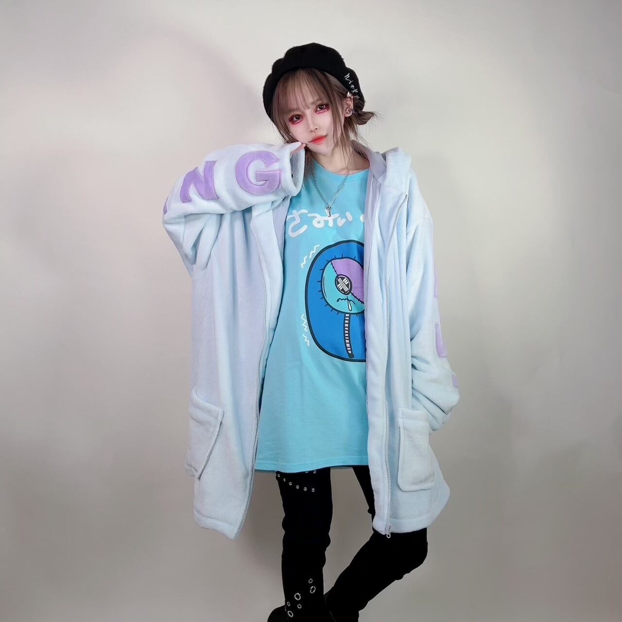 NieR ツノ付き超ふわもこPASTEL ZIP OUTER《ぐれまる》