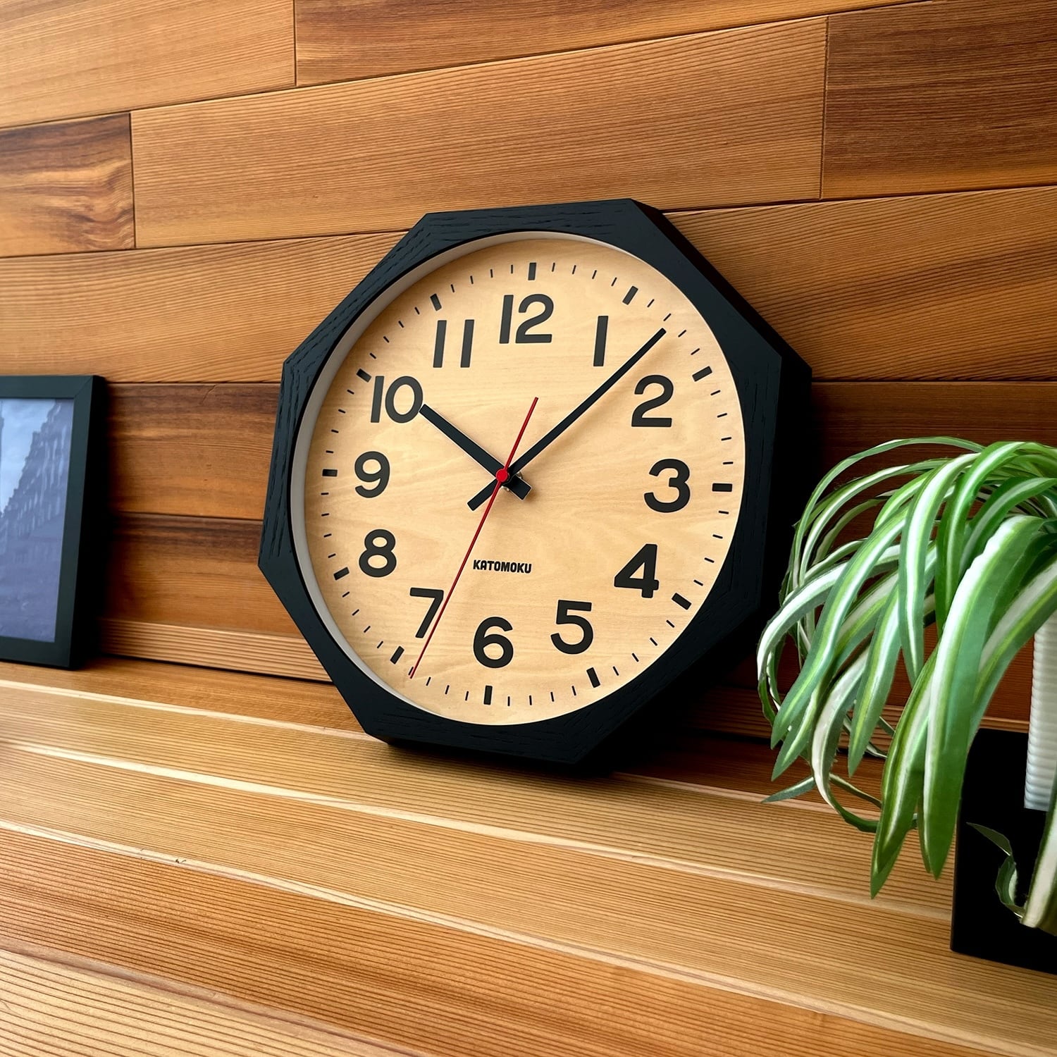 KATOMOKU muku clock 15 八角形 ブラック km-107BK8 掛け時計 | 加藤