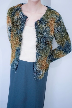 shaggy gradation fringe cardigan