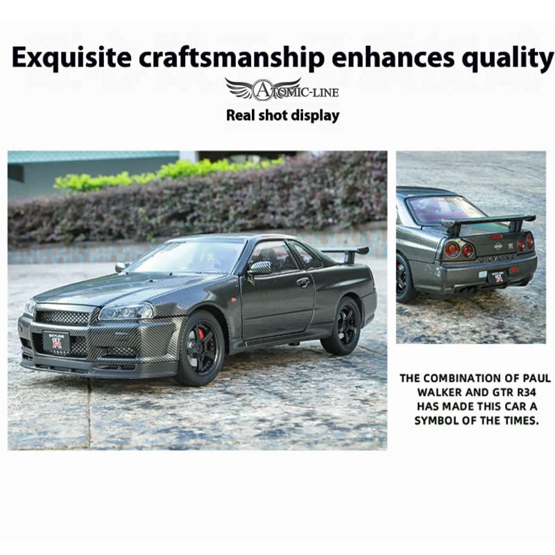 NISSAN スカイライン GT-R R34 ミニカー 1/24 ライト点灯 エンジン