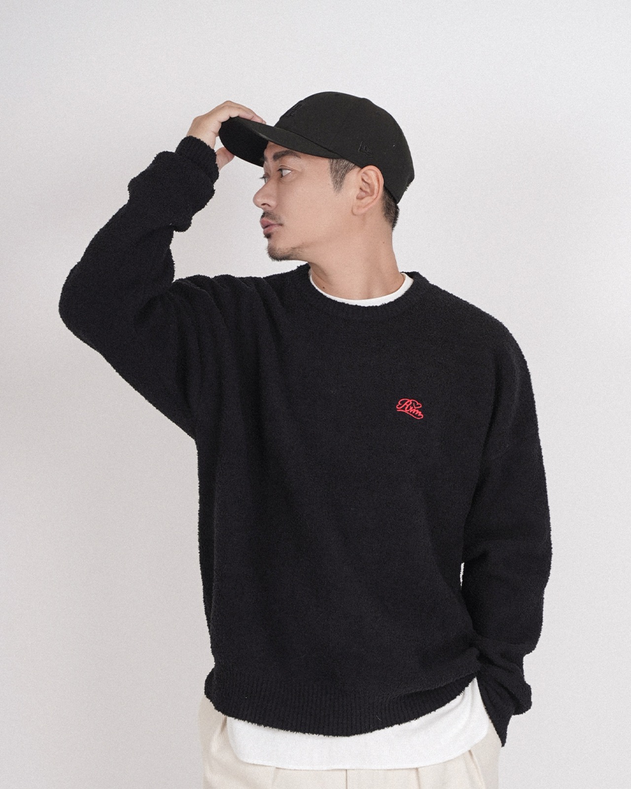 【#Re:room】CACTUS HEART APPLIQUE MALL KNIT［REK164］